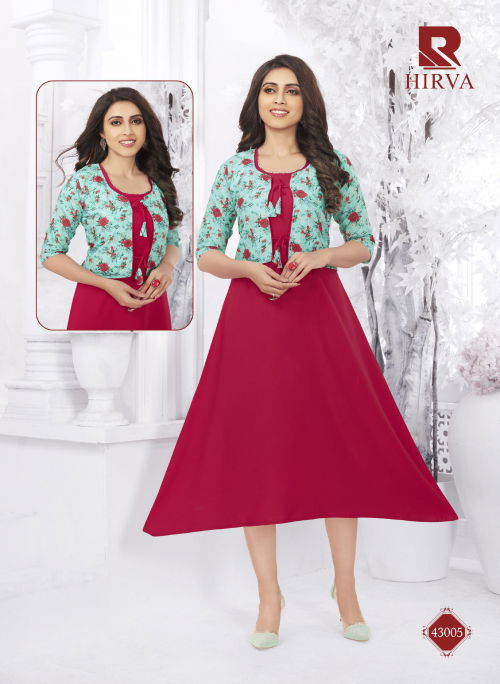 Raashi Hirva Designer Fancy Ethnic Wear Crepe Silk Anarkali Kurti Collection